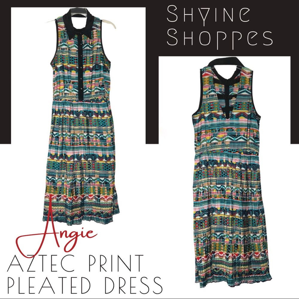 Angie Aztec Printed Pleated Skirt Dress - Large